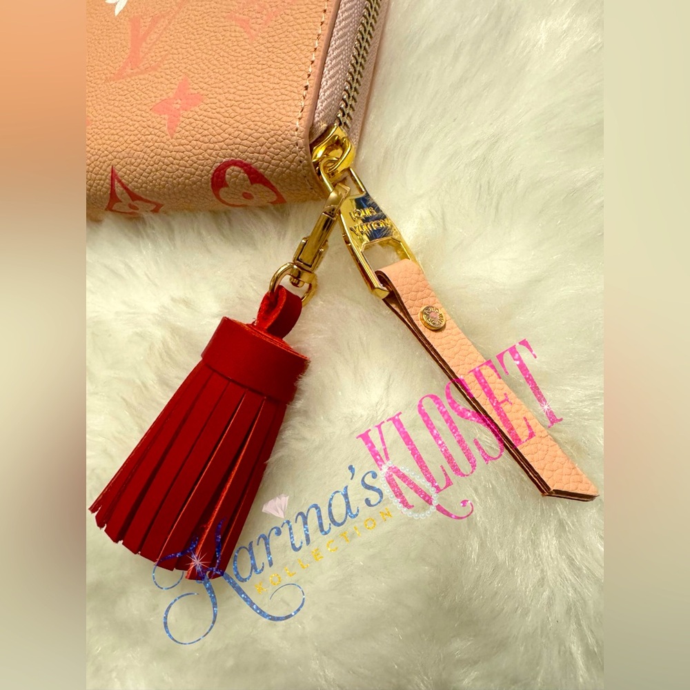 Red Vachetta Leather Tassel Keychain, Purse Charm, Luxury Charm 🎀